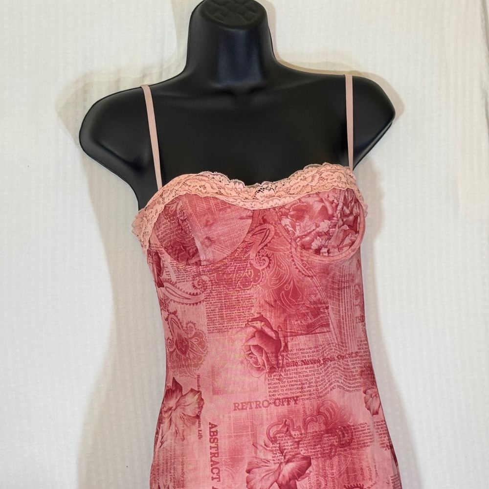 SHEIN Pink Floral Lace Trim Corset‑Style Mesh Maxi Dress — Size S - Picture 10 of 16